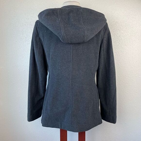 Jason Kole Wool Blend Hooded Pea Coat Size M EUC - Picture 4 of 7